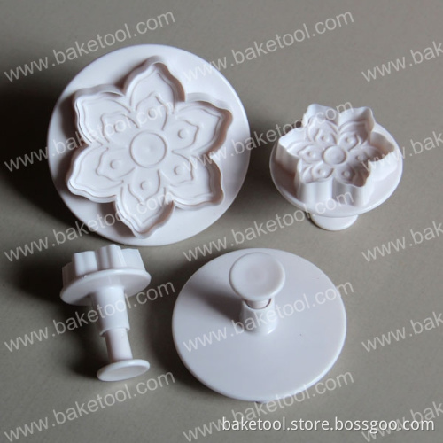Plastic Petal Shape Cookie Cutter Plunger Mold Set
